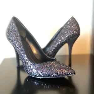 sequin black heels